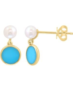 Effy 14K Plated Freshwater Pearl & Drop Earrings - Blue