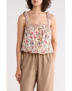 Max Studio Tie Shoulder Bubble Hem Top - Pink