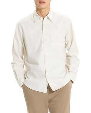 Theory Weekend Woods Check Cotton Button-Up Shirt - White