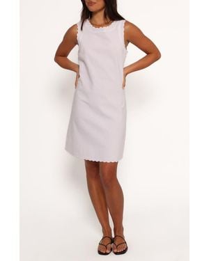 Petal & Pup Ariah Scalloped Sleeveless Linen & Cotton Shift Dress - White