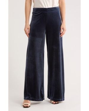 Max Studio Velvet Wide Leg Pants - Blue
