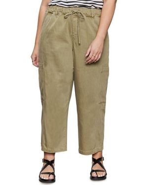 Sanctuary Area Pull-On Ankle Wide Leg Twill Cargo Pants - Natural