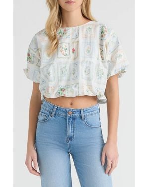 HUNTER Print Crop Bubble Top - Blue