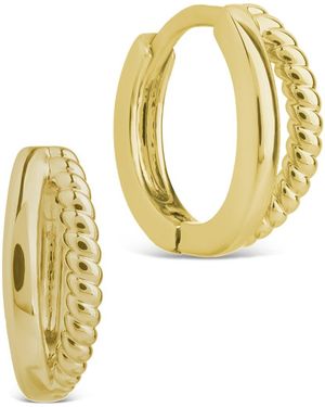 Sterling Forever Judit Braided & Polished Micro Huggie Hoop Earrings - Yellow