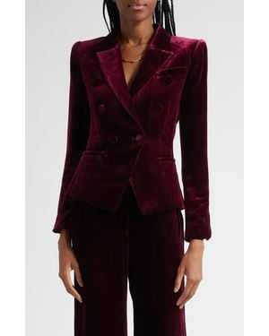 L'Agence Velvet Marie Double-Breasted Blazer - Red