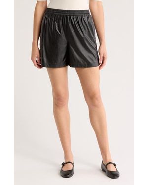 Theory Faux Leather Pull-On Shorts - Black