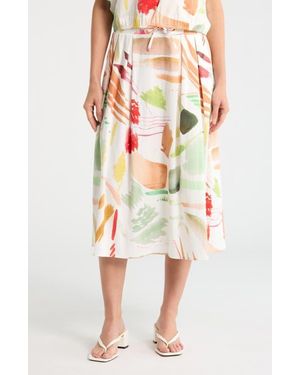 Tahari Print Maxi Skirt - White