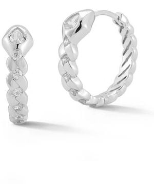 Chloe and Madison Cubic Zirconia Snake Huggie Hoop Earrings - White