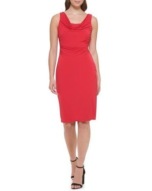 Kensie Cowl Neck Jersey Sheath Dress - Red