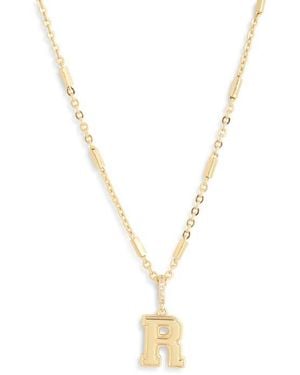 Leith Varsity Font Cubic Zirconia Initial Pendant Necklace - Metallic