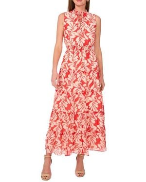 Halogen® Tie Neck Sleeveless Tiered Maxi Dress