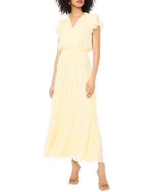 1.STATE Smocked Neck Tiered Maxi Dress - Natural