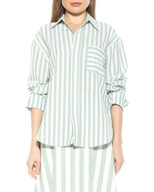 Alexia Admor Tammi Oversize Stripe Boyfriend Button-Up Shirt - White