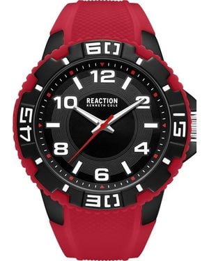 Kenneth Cole Three Hand Quartz Silicone Strap, 49Mm - Red