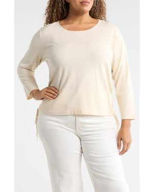 Max Studio Cinching Side Tie Pullover Sweater - Natural