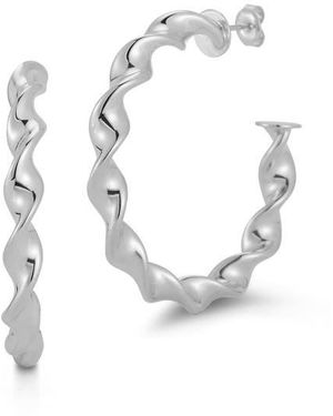 Glaze Jewelry Twisted Hoop Earrings - White
