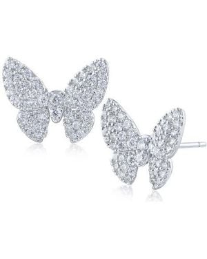 CZ by Kenneth Jay Lane Pavé Cubic Zirconia Butterfly Stud Earrings - Metallic