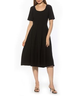 Alexia Admor Imani Pleated Short Sleeve Dress - Black