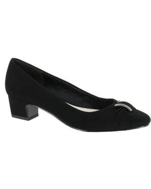 Easy Street Eloise Ruched Block Heel Pump - Black