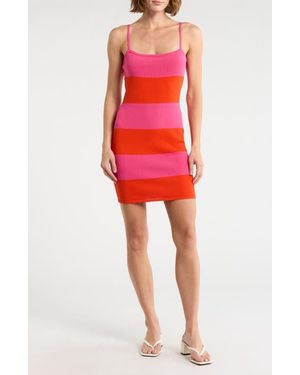 French Connection Colorblock Knit Body-Con Minidress - Red