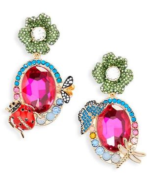 Kurt Geiger Floral Couture Drop Earrings - Red
