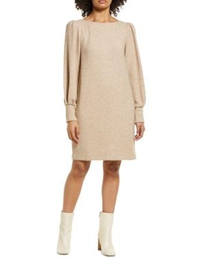 Julia Jordan Puff-Sleeve Sweater Midi Dress - Natural