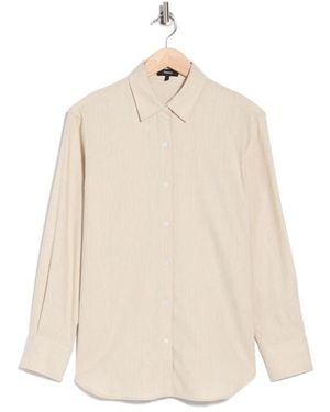 Theory Linen Blend Boyfriend Shirt - Natural