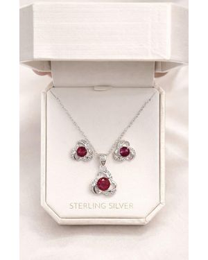 Best Silver Cubic Zirconia Stud Earring & Pendant Necklace Set - Natural