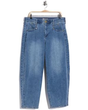 Democracy High Waist Ankle Barrel Leg Jeans - Blue