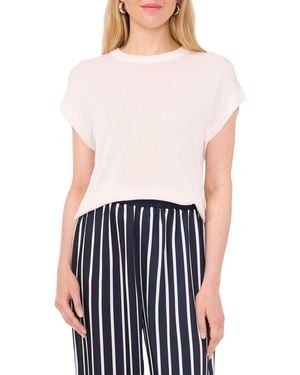 Halogen® Crewneck Rib Sweater Top - White