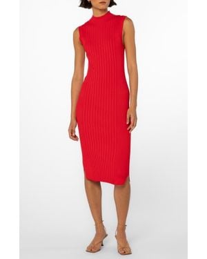 Velvet Heart Ireland Mock Neck Sleeveless Rib Sweater Dress - Red