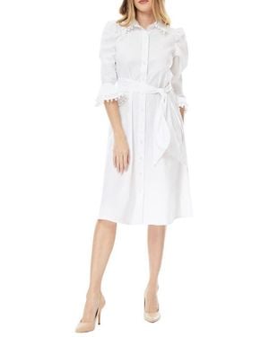 Love By Design Lucia Stretch Cotton Poplin Shirtdress - White