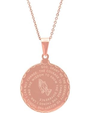 Steeltime Serenity Prayer Pendant Necklace - Pink