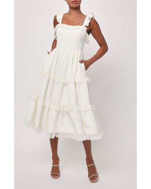 Lulus Serenity Jacquard Midi Dress - Natural