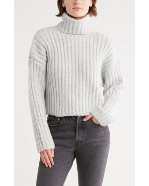TOPSHOP Rib Crop Turtleneck Sweater - Blue