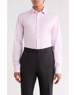 Lorenzo Uomo Trim Fit Textured Cotton Shirt - White