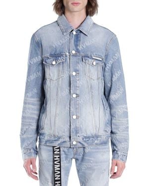 HVMAN Triangle Denim Logo Trucker Jacket - Blue
