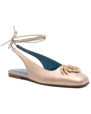 Valentina Rangoni Belinda Palm Tree Appliqué Flat - Blue
