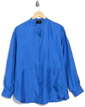 Longchamp Long Sleeve Silk Tunic - Blue