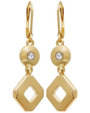 Tahari Crystal Drop Huggie Hoop Earrings - Metallic
