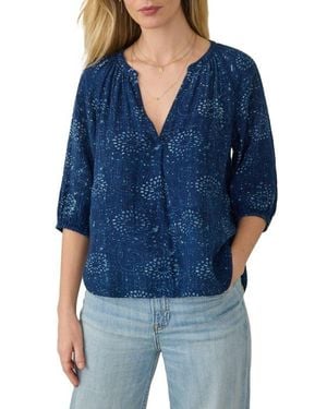 Faherty Seacliff Print Organic Cotton Top - Blue