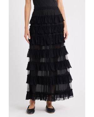 The Great Winter Tiered Mesh Maxi Skirt - Black