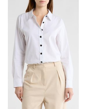 L'Agence Blake Button-Up Bodysuit - White