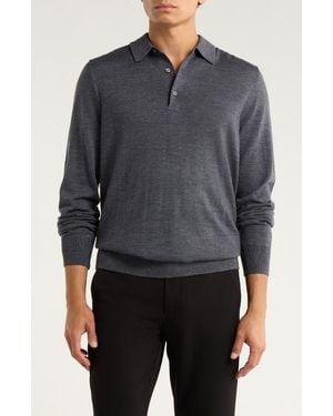Brooks Brothers Swift Merino Wool Long Sleeve Polo - Gray