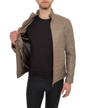 PINOPORTE Quilted Leather Jacket - Black