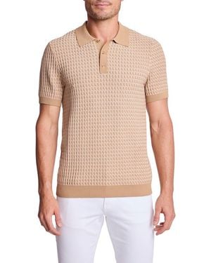 Paisley & Gray Trim Fit Geometric Knit Polo - Multicolor