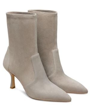 Stuart Weitzman Valentina Stretch Leather Bootie - Gray