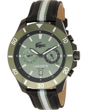 Lacoste Toronga Dual Time Leather & Textile Strap Chronograph Watch, 44Mm - Green