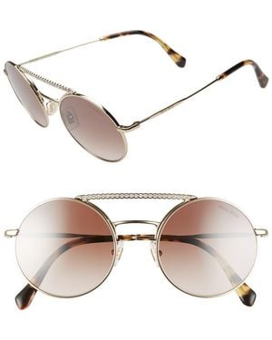 Miu Miu 50Mm Round Crystal Embellished Aviator Sunglasses - Metallic
