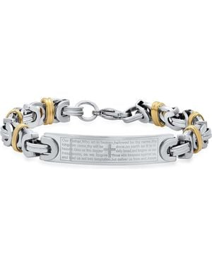 Steeltime Two-Tone Lord's Prayer Bar Bracelet - Metallic